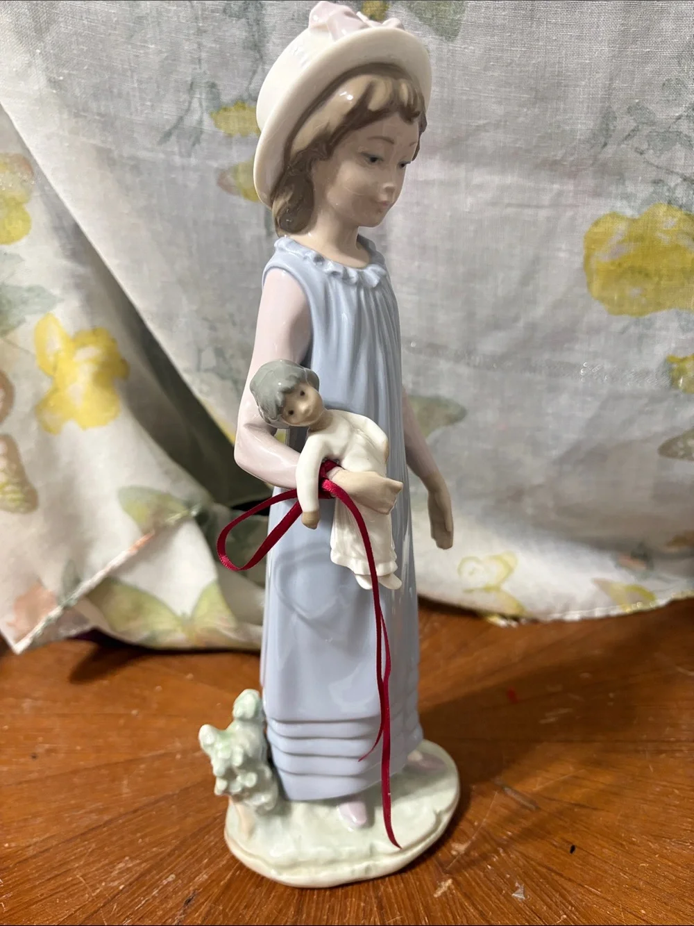 LLadro Girls' Light Blue Nightgown Dress holding Doll 11